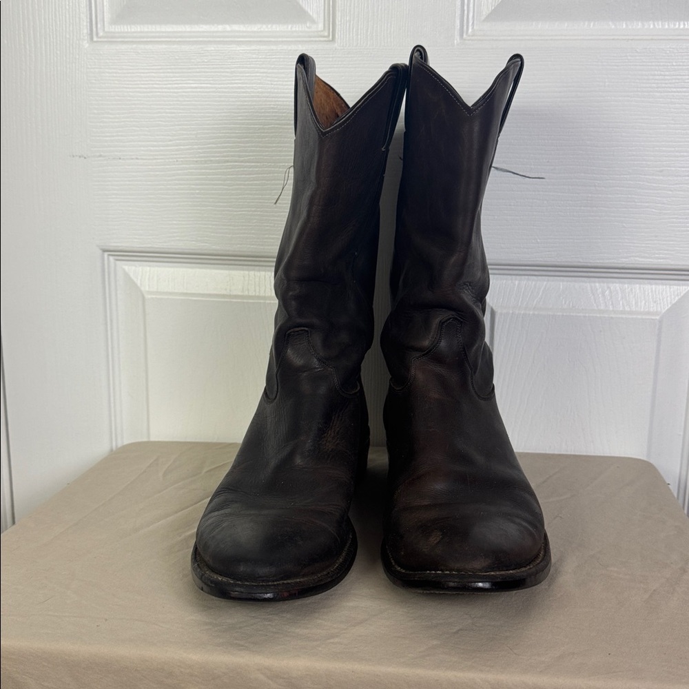 Justin men’s leather cowboy boots size 10 deep brown colour Soft - Picture 4 of 12